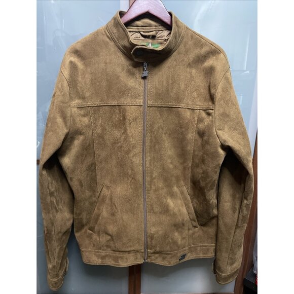 Emporio Armani Collezione Faux Suede Leather Moto Biker Zip Up Jacket Chest 46